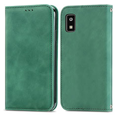 Leather Case Stands Flip Cover Holder S04D for Sharp Aquos wish Green