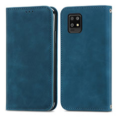 Leather Case Stands Flip Cover Holder S04D for Sharp Aquos Zero6 Blue
