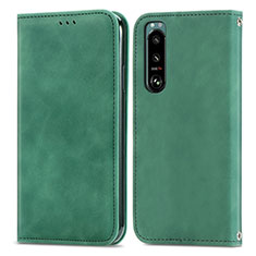Leather Case Stands Flip Cover Holder S04D for Sony Xperia 5 III Green