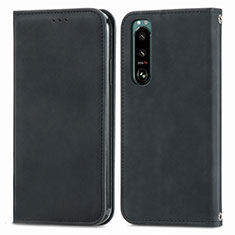 Leather Case Stands Flip Cover Holder S04D for Sony Xperia 5 IV Black
