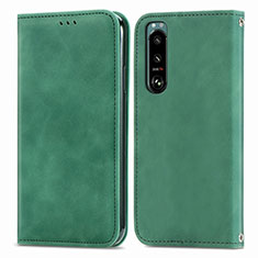 Leather Case Stands Flip Cover Holder S04D for Sony Xperia 5 IV Green