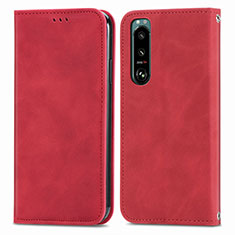 Leather Case Stands Flip Cover Holder S04D for Sony Xperia 5 IV Red