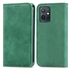 Leather Case Stands Flip Cover Holder S04D for Vivo T1 5G India Green