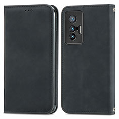 Leather Case Stands Flip Cover Holder S04D for Vivo X70 5G Black
