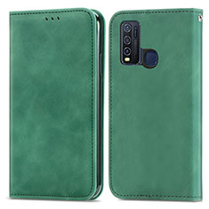 Leather Case Stands Flip Cover Holder S04D for Vivo Y50 Green