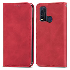 Leather Case Stands Flip Cover Holder S04D for Vivo Y50 Red