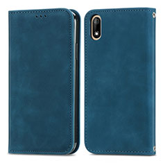 Leather Case Stands Flip Cover Holder S04D for Wiko Jerry 4 Blue