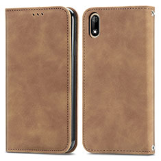 Leather Case Stands Flip Cover Holder S04D for Wiko Jerry 4 Brown