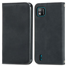 Leather Case Stands Flip Cover Holder S04D for Wiko Y62 Black