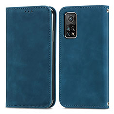 Leather Case Stands Flip Cover Holder S04D for Xiaomi Mi 10T 5G Blue