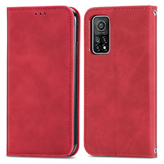 Leather Case Stands Flip Cover Holder S04D for Xiaomi Mi 10T 5G Red