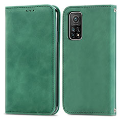Leather Case Stands Flip Cover Holder S04D for Xiaomi Mi 10T Pro 5G Green