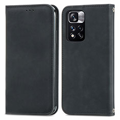 Leather Case Stands Flip Cover Holder S04D for Xiaomi Mi 11i 5G (2022) Black