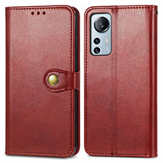 Leather Case Stands Flip Cover Holder S04D for Xiaomi Mi 12 Lite 5G Red