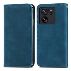 Leather Case Stands Flip Cover Holder S04D for Xiaomi Mi 13T Pro 5G Blue