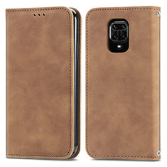 Leather Case Stands Flip Cover Holder S04D for Xiaomi Poco M2 Pro Brown