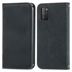 Leather Case Stands Flip Cover Holder S04D for Xiaomi Poco M3 Black