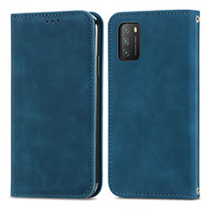 Leather Case Stands Flip Cover Holder S04D for Xiaomi Poco M3 Blue