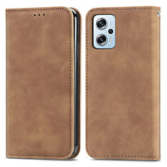 Leather Case Stands Flip Cover Holder S04D for Xiaomi Poco X4 GT 5G Brown