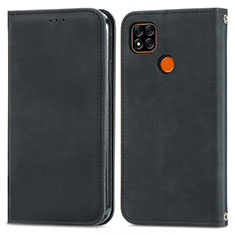 Leather Case Stands Flip Cover Holder S04D for Xiaomi Redmi 10A 4G Black