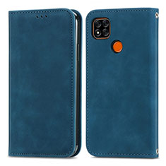 Leather Case Stands Flip Cover Holder S04D for Xiaomi Redmi 10A 4G Blue