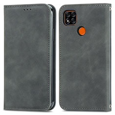 Leather Case Stands Flip Cover Holder S04D for Xiaomi Redmi 10A 4G Gray