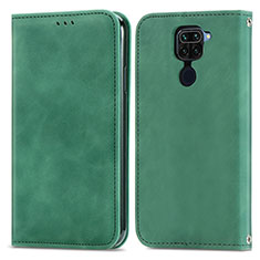 Leather Case Stands Flip Cover Holder S04D for Xiaomi Redmi 10X 4G Green