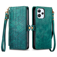 Leather Case Stands Flip Cover Holder S04D for Xiaomi Redmi 12 4G Green