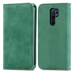 Leather Case Stands Flip Cover Holder S04D for Xiaomi Redmi 9 Green