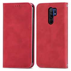 Leather Case Stands Flip Cover Holder S04D for Xiaomi Redmi 9 Red