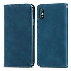 Leather Case Stands Flip Cover Holder S04D for Xiaomi Redmi 9AT Blue