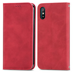 Leather Case Stands Flip Cover Holder S04D for Xiaomi Redmi 9AT Red