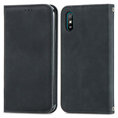 Leather Case Stands Flip Cover Holder S04D for Xiaomi Redmi 9i Black
