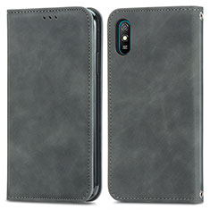 Leather Case Stands Flip Cover Holder S04D for Xiaomi Redmi 9i Gray