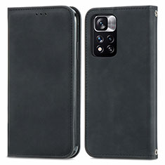 Leather Case Stands Flip Cover Holder S04D for Xiaomi Redmi Note 11 Pro+ Plus 5G Black