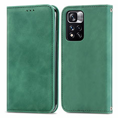 Leather Case Stands Flip Cover Holder S04D for Xiaomi Redmi Note 11 Pro+ Plus 5G Green