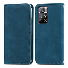 Leather Case Stands Flip Cover Holder S04D for Xiaomi Redmi Note 11S 5G Blue