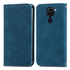 Leather Case Stands Flip Cover Holder S04D for Xiaomi Redmi Note 9 Blue