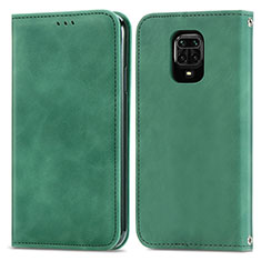 Leather Case Stands Flip Cover Holder S04D for Xiaomi Redmi Note 9S Green