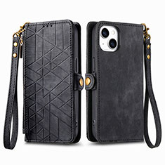 Leather Case Stands Flip Cover Holder S05D for Apple iPhone 13 Black