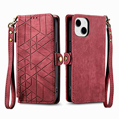 Leather Case Stands Flip Cover Holder S05D for Apple iPhone 13 Red