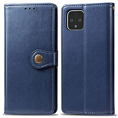 Leather Case Stands Flip Cover Holder S05D for Google Pixel 4 Blue