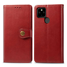 Leather Case Stands Flip Cover Holder S05D for Google Pixel 4a 5G Red