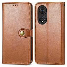 Leather Case Stands Flip Cover Holder S05D for Huawei Nova 9 Pro Brown