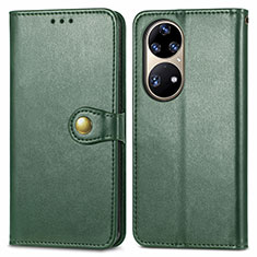 Leather Case Stands Flip Cover Holder S05D for Huawei P50 Pro Green