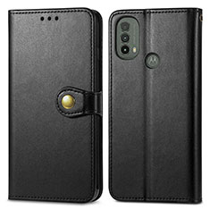 Leather Case Stands Flip Cover Holder S05D for Motorola Moto E30 Black