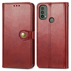Leather Case Stands Flip Cover Holder S05D for Motorola Moto E30 Red