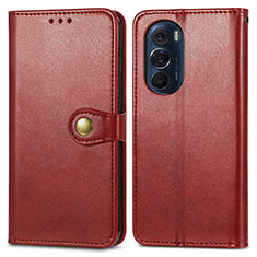 Leather Case Stands Flip Cover Holder S05D for Motorola Moto Edge 30 Pro 5G Red