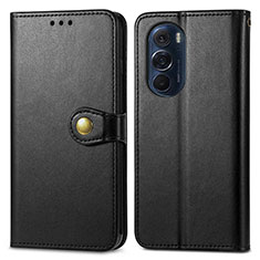 Leather Case Stands Flip Cover Holder S05D for Motorola Moto Edge Plus (2022) 5G Black