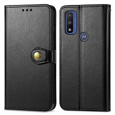 Leather Case Stands Flip Cover Holder S05D for Motorola Moto G Pure Black